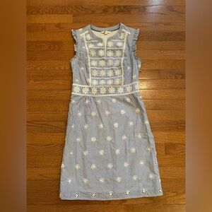 Boden Spring Summer Blue and White Stripe Broderie Eyelet Dress